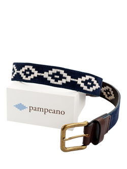 Pampeano Confianza Leather & Suede Belt - view 2, Navy