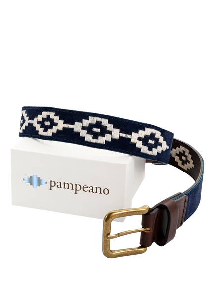 Pampeano Confianza Leather & Suede Belt - view 2, Navy