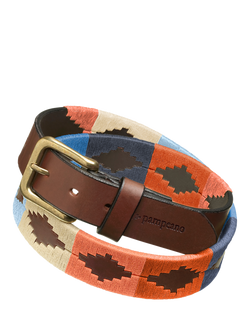 Pampeano Alba Leather Belt, Blue/Cream/Orange, Blue/Cream/Orange