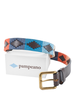 Pampeano Alba Leather Belt, Blue/Cream/Orange - view 2, Blue/Cream/Orange