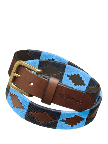 Pampeano Azules Leather Belt, Dark Blue/Light Blue, Dark Blue/Light Blue