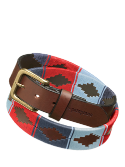 Pampeano Ceibo Leather Belt, Blue/Red, Blue/Red