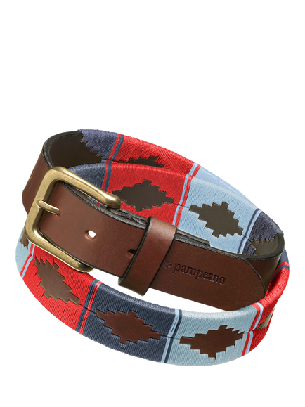 Pampeano Ceibo Leather Belt, Blue/Red, Blue/Red