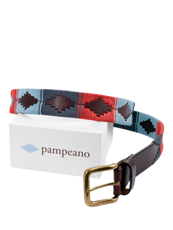 Pampeano Ceibo Leather Belt, Blue/Red - view 2, Blue/Red