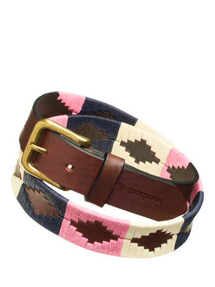 Pampeano Dulce Leather Belt, Blue/Cream/Pink, Blue/Cream/Pink