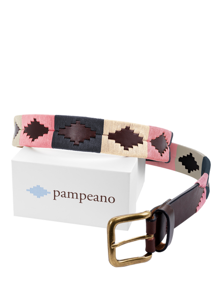 Pampeano Dulce Leather Belt, Blue/Cream/Pink - view 2, Blue/Cream/Pink