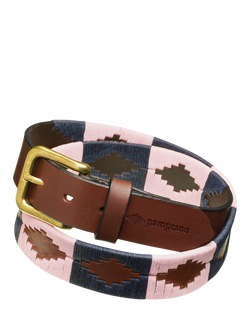 Pampeano Hermoso Leather Belt, Brown/Blue/Pink, Brown/Blue/Pink