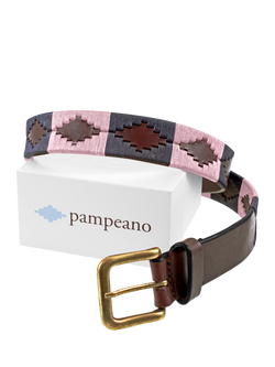 Pampeano Hermoso Leather Belt, Brown/Blue/Pink - view 2, Brown/Blue/Pink