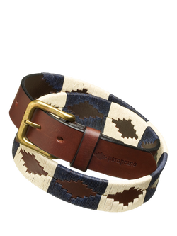 Pampeano Jugadoro Leather Belt, Brown/Cream/Blue, Brown/Cream/Blue