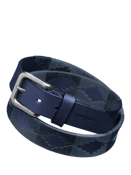 Pampeano Ondas Leather Belt, Blue, Blue