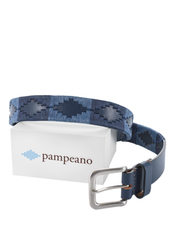 Pampeano Ondas Leather Belt, Blue - view 2, Blue