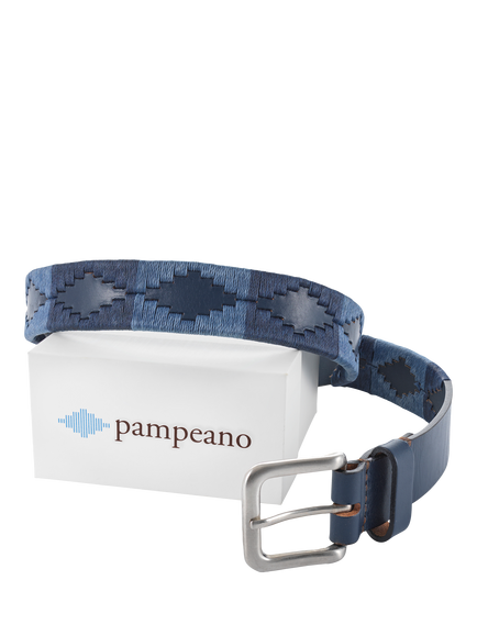 Pampeano Ondas Leather Belt, Blue - view 2, Blue