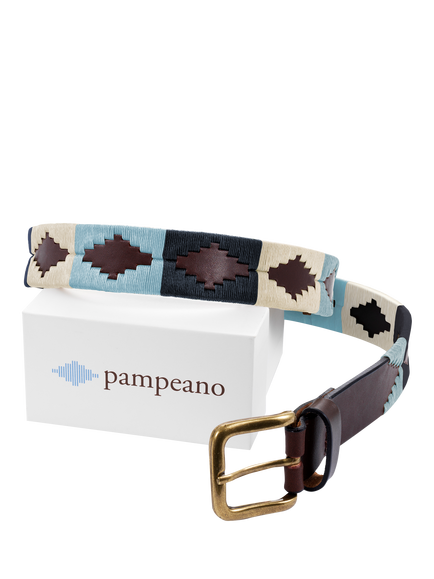 Pampeano Sereno Leather Belt - view 2, Brown/Blue
