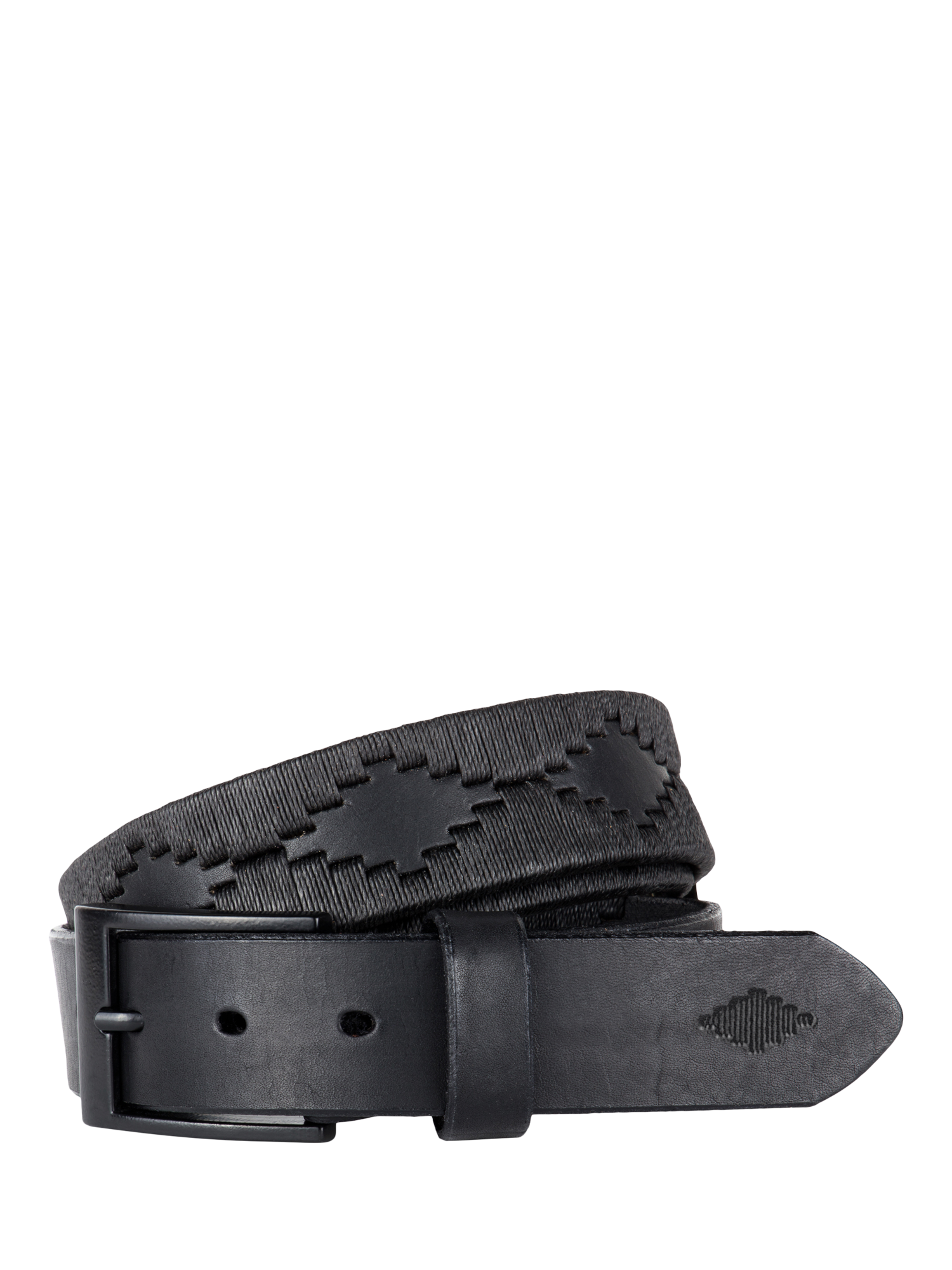 Product image 1 of 3, which shows Pampeano Bordado Leather Belt, Black, 28
