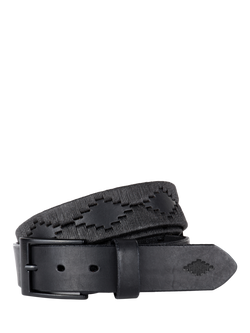 Pampeano Bordado Leather Belt, Black