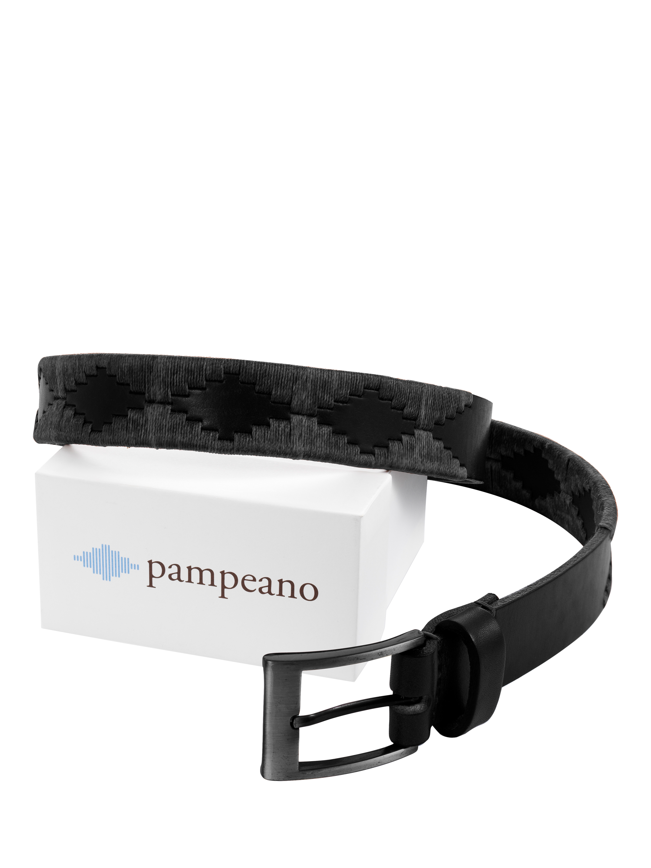 Product image 2 of 3, which shows Pampeano Bordado Leather Belt, Black, 28