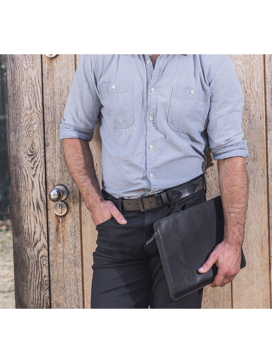Product image 3 of 3, which shows Pampeano Bordado Leather Belt, Black, 28