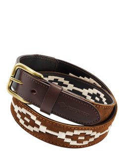 Pampeano Confianza Leather & Suede Belt, Tan, Tan
