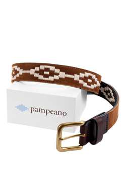 Pampeano Confianza Leather & Suede Belt, Tan - view 2, Tan