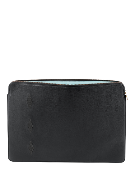 Pampeano Leather Folio Case for Laptops up to 14.5inches, Black