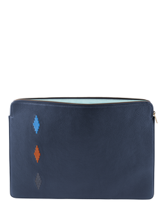 Pampeano Leather Folio Case for Laptops up to 16inches, Navy, One Size