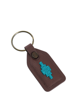 Pampeano Chapa Leather Tag Keyring, Brown/Blue