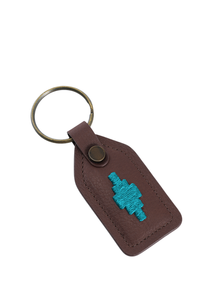 Pampeano Chapa Leather Tag Keyring, Brown/Blue