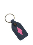 Pampeano Chapa Leather Tag Keyring, Navy/Pink
