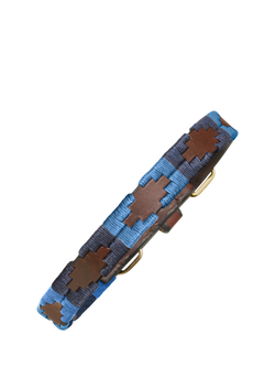 Pampeano Azules Leather Dog Collar, Blue - view 2, Blue