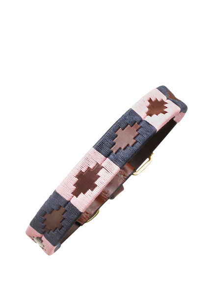 Pampeano Hermoso Leather Dog Collar, Pink, Pink