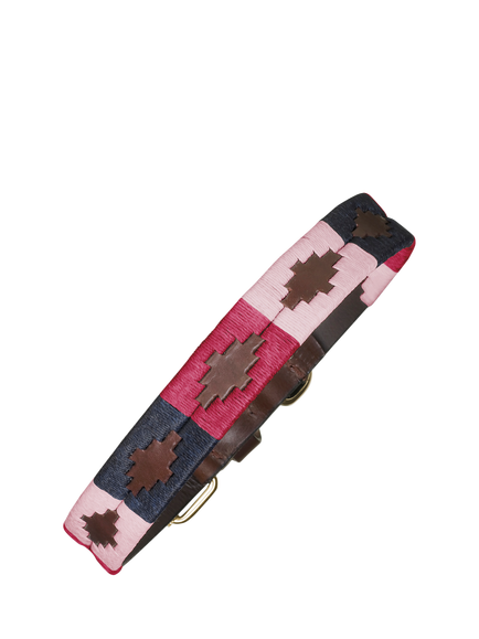 Pampeano Petalo Leather Dog Collar, Pink/Blue, Pink/Blue