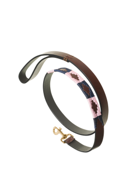 Pampeano Hermoso Leather Dog Lead, Pink/Dark Blue, Pink/Dark Blue