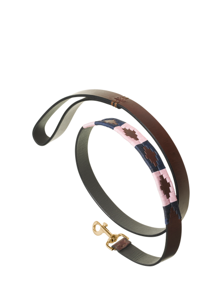 Pampeano Hermoso Leather Dog Lead, Pink/Dark Blue, Pink/Dark Blue