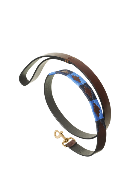 Pampeano Azules Leather Dog Lead, Blue, Blue