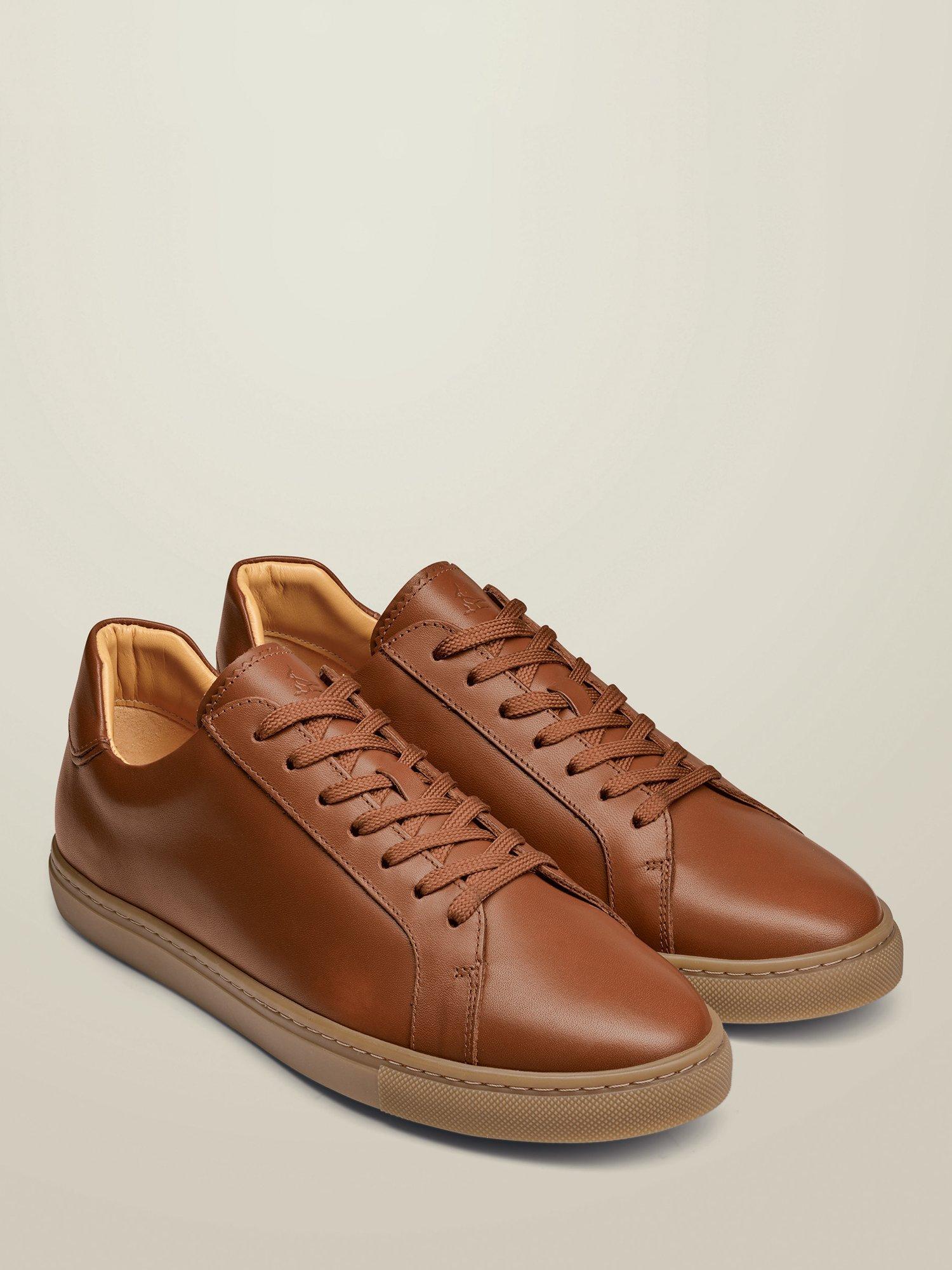Product image 2 of 4, which shows Charles Tyrwhitt Leather Lace Up Trainers, Dark Tan, 7