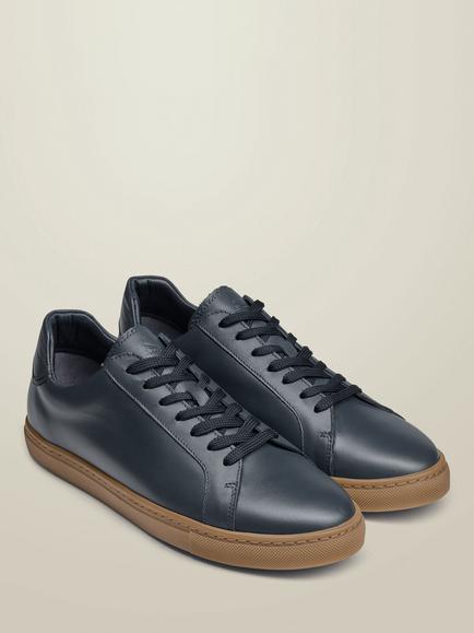 Charles Tyrwhitt Leather Lace Up Trainers - view 2, Navy