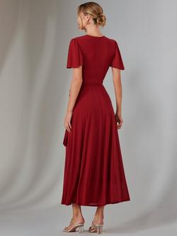 Joli Moi Wrap Maxi Dress, Brick Red - view 2, Brick Red