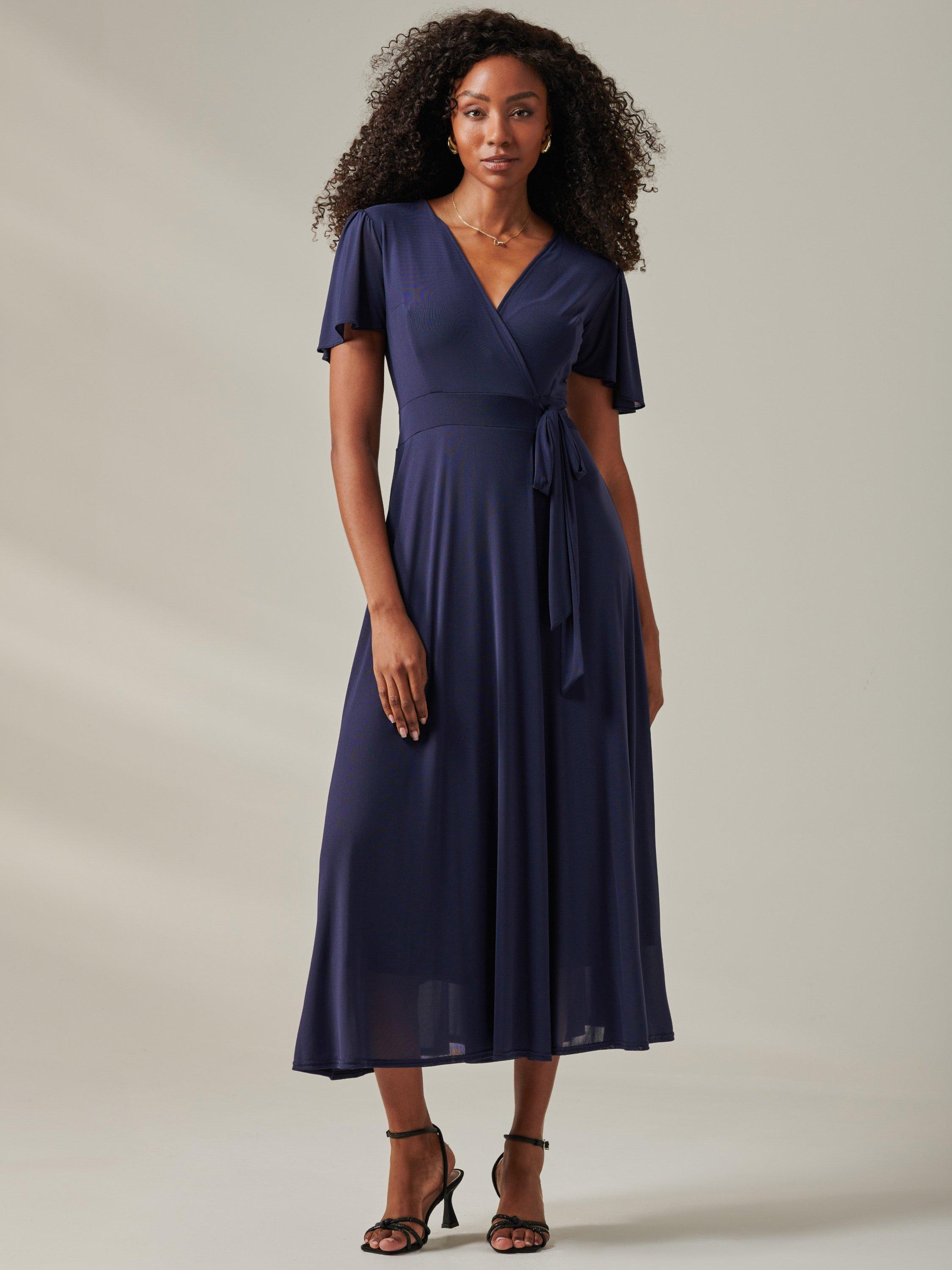 Jolie Moi Wrap Maxi Dress Navy