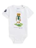 Ralph Lauren Baby Cotton Wimbledon Polo Bear Bodysuit, Ceramic White