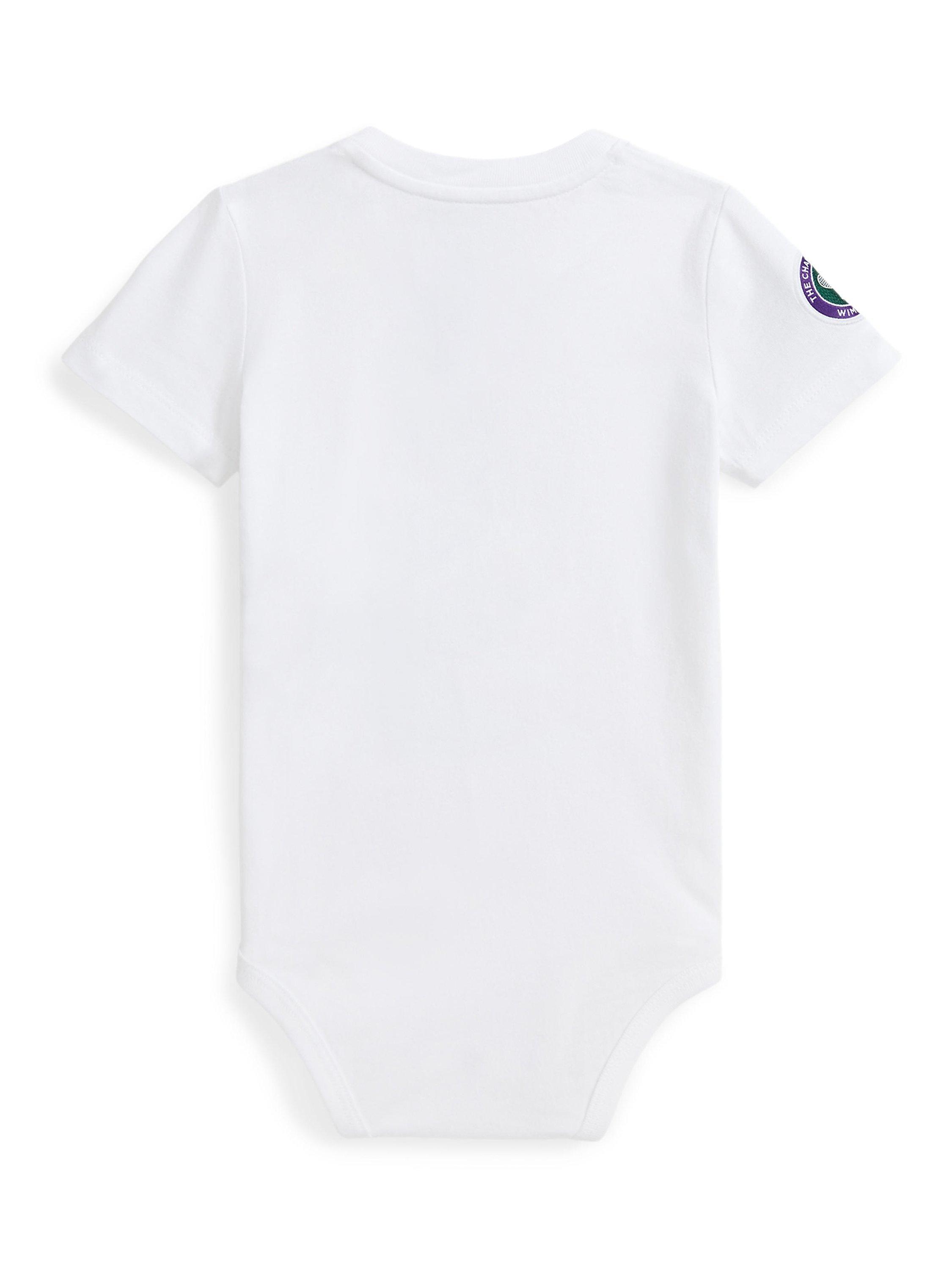 Product image 2 of 3, which shows Ralph Lauren Baby Cotton Wimbledon Polo Bear Bodysuit, Ceramic White, 6 months