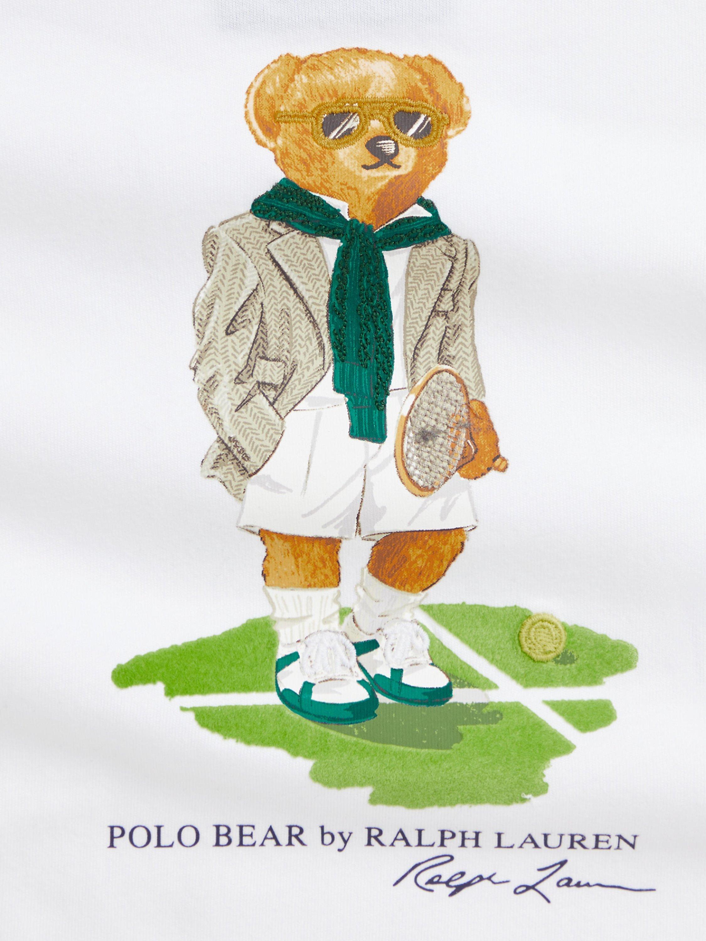 Product image 3 of 3, which shows Ralph Lauren Baby Cotton Wimbledon Polo Bear Bodysuit, Ceramic White, 6 months