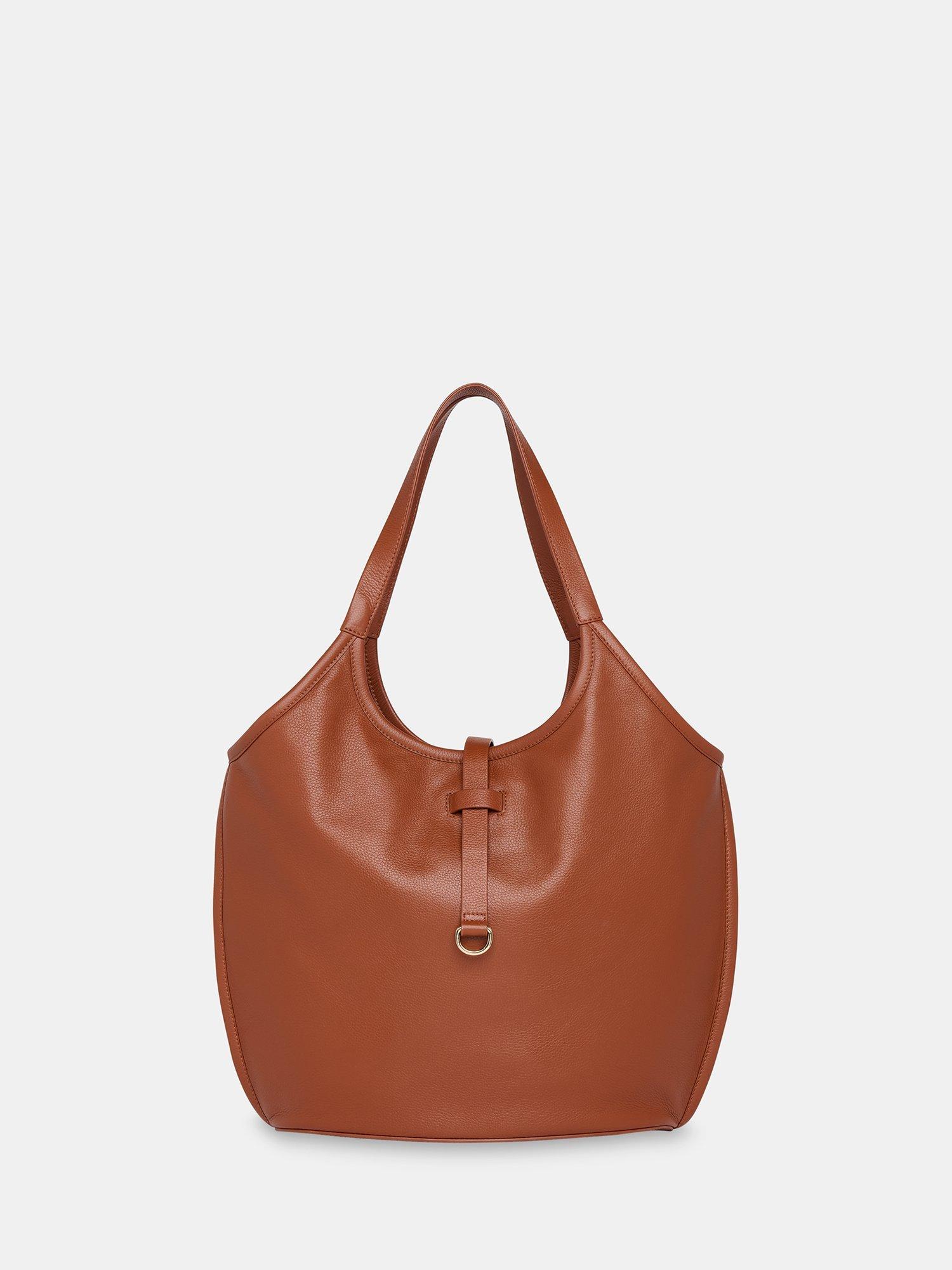Whistles Leonora Leather Shoulder Tote Bag Brown