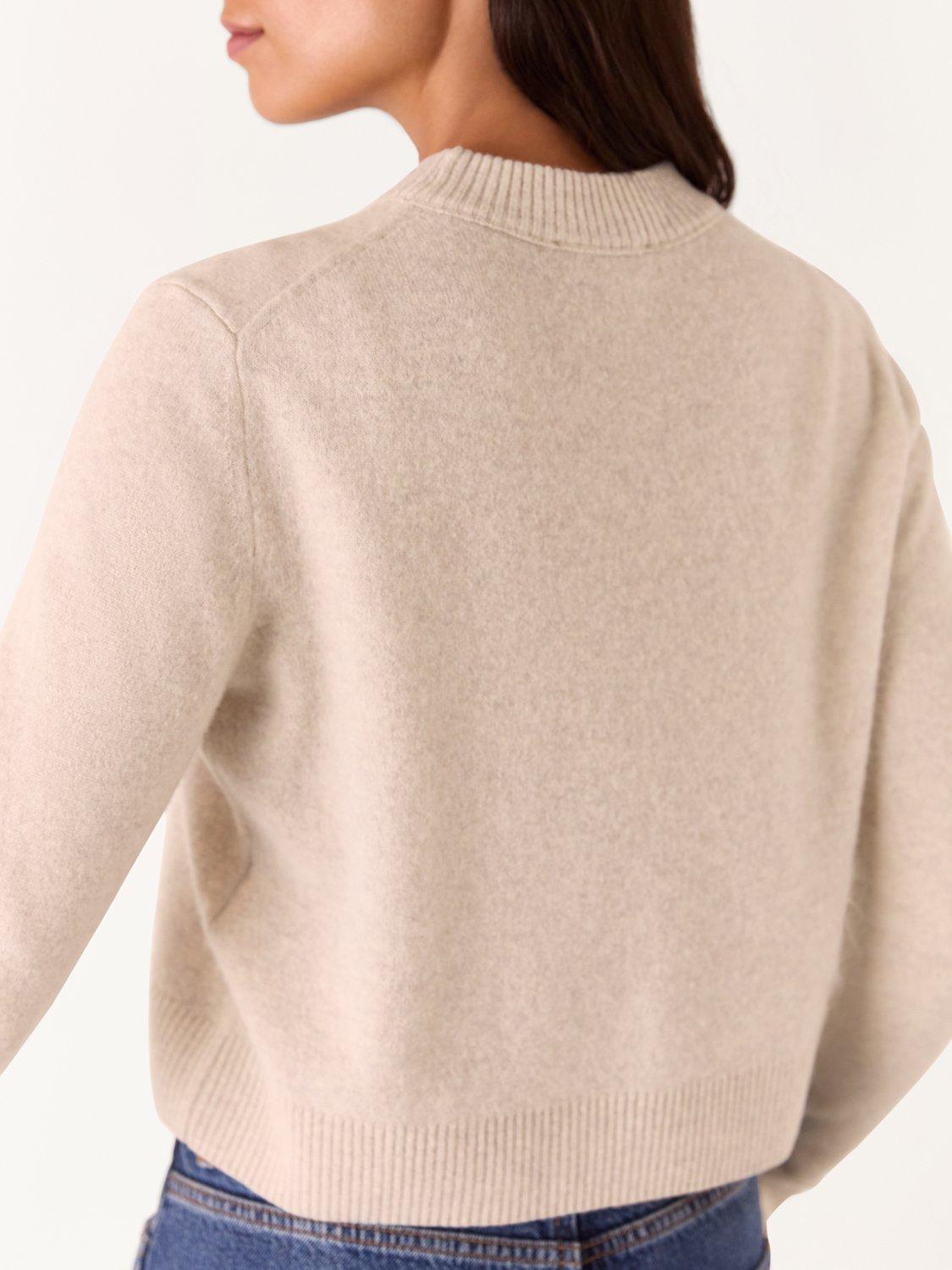 Product image 2 of 6, which shows Whistles Pure Wool Cropped Jumper, Oatmeal, XL