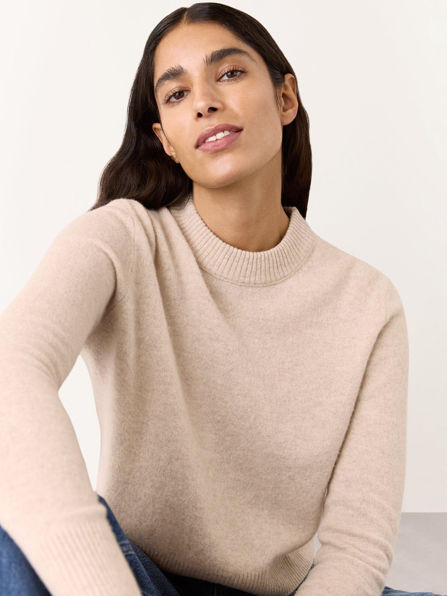 Product image 3 of 6, which shows Whistles Pure Wool Cropped Jumper, Oatmeal, XL