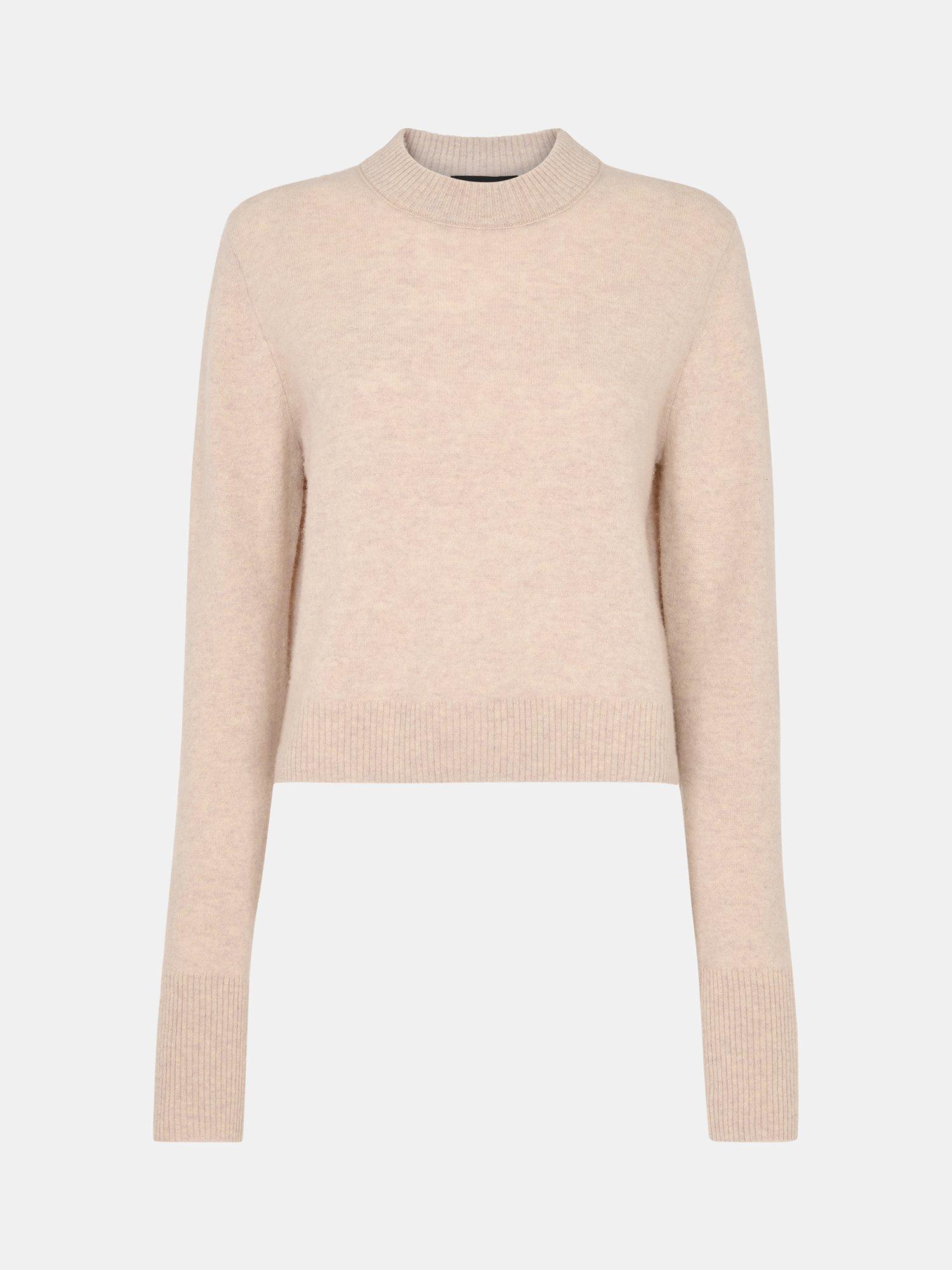 Product image 6 of 6, which shows Whistles Pure Wool Cropped Jumper, Oatmeal, XL