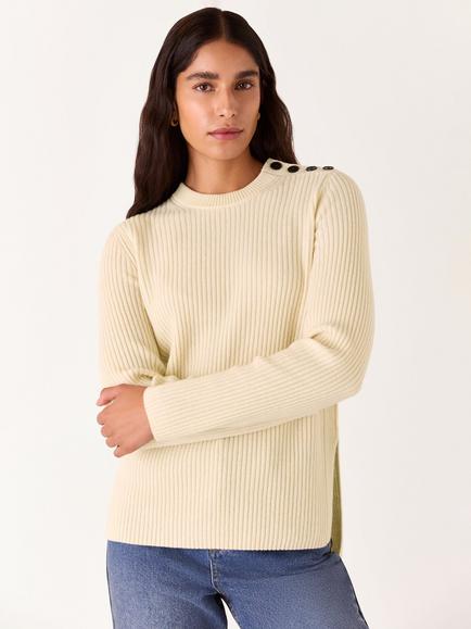 Whistles Button Detail Longline Cardigan, Ivory, Ivory