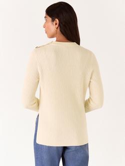 Whistles Button Detail Longline Cardigan, Ivory - view 2, Ivory