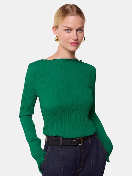 Whistles Elsa Plisse Top, Green