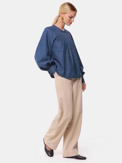 Whistles Smocked Blouse, Denim, Denim