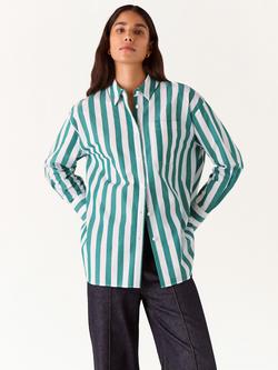 Whistles Stripe Oversized Shirt, Green/Multi, Green/Multi